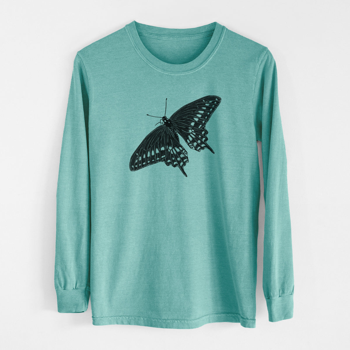 Black Swallowtail Butterfly - Papilio polyxenes - Men&#39;s Heavyweight 100% Cotton Long Sleeve