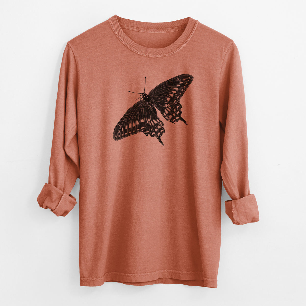 Black Swallowtail Butterfly - Papilio polyxenes - Men&#39;s Heavyweight 100% Cotton Long Sleeve