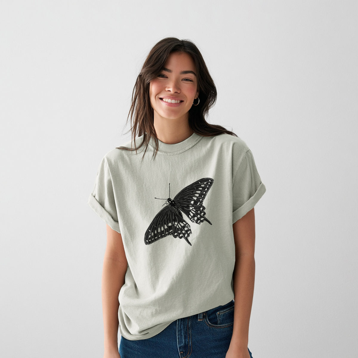 Black Swallowtail Butterfly - Papilio polyxenes - Heavyweight Men&#39;s 100% Organic Cotton Tee