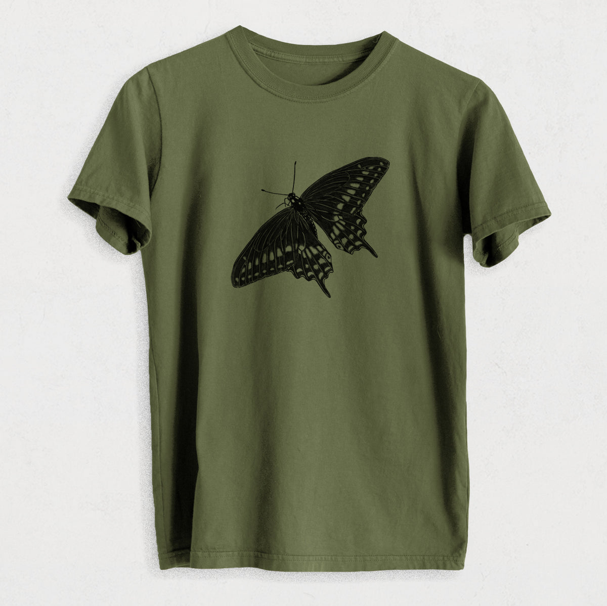 Black Swallowtail Butterfly - Papilio polyxenes - Heavyweight Men&#39;s 100% Organic Cotton Tee