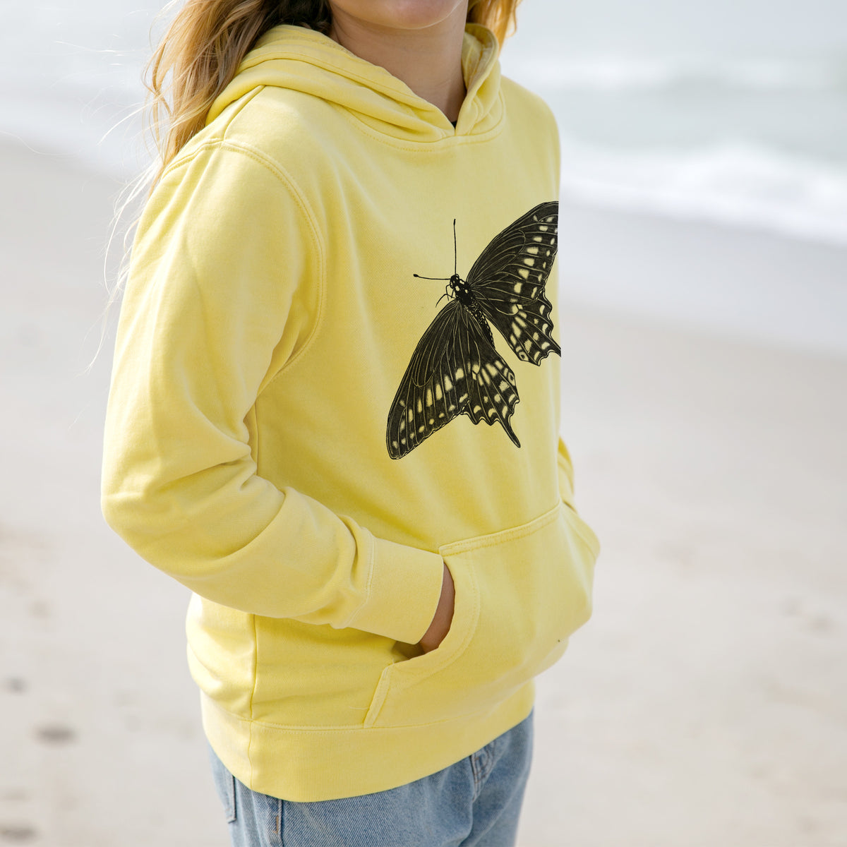 Black Swallowtail Butterfly - Papilio polyxenes - Youth Pigment Dyed Hoodie