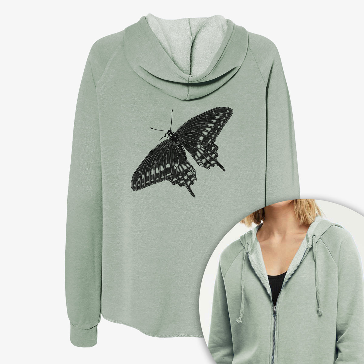 Black Swallowtail Butterfly - Papilio polyxenes - Women's Cali Wave Zip-Up Sweatshirt