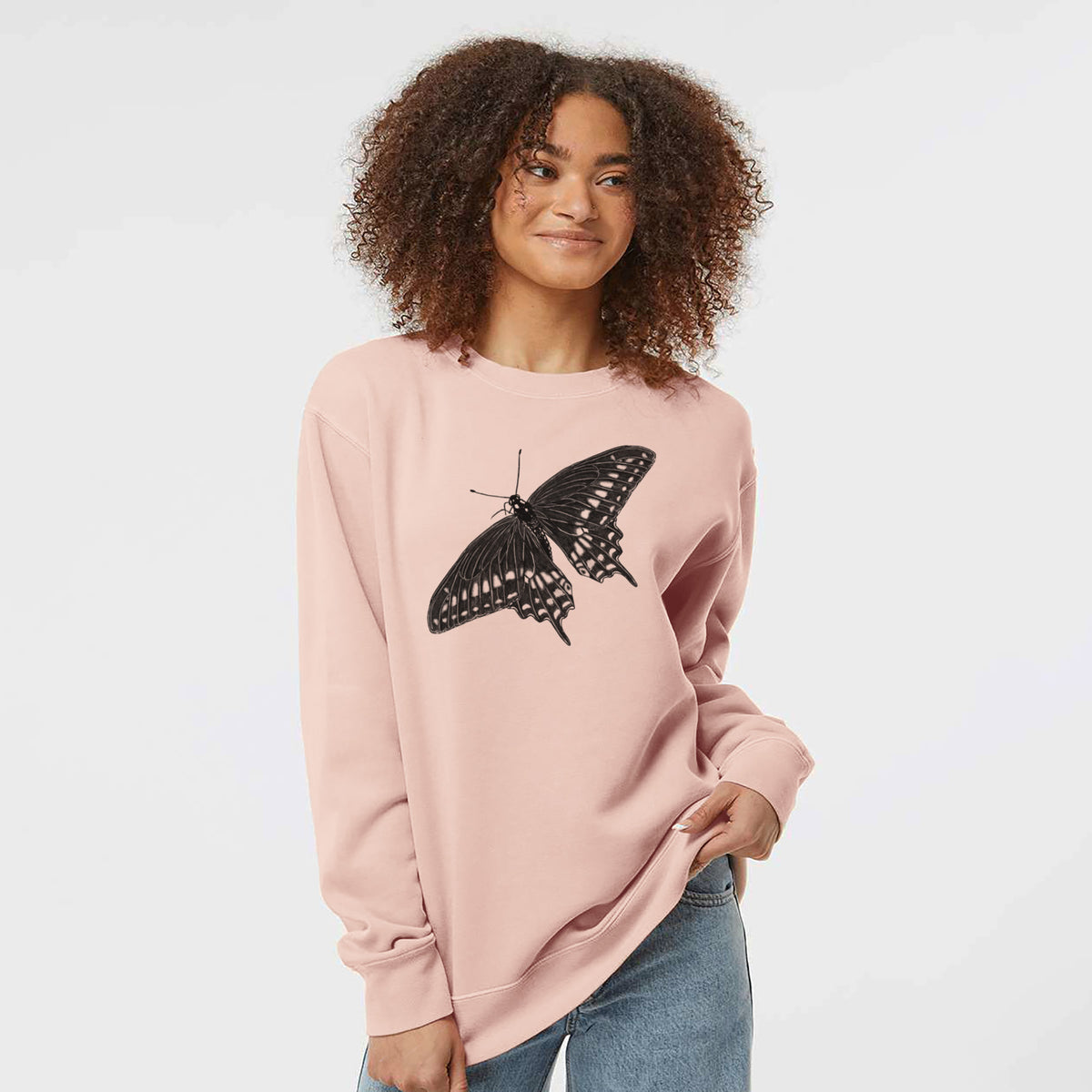 Black Swallowtail Butterfly - Papilio polyxenes - Unisex Pigment Dyed Crew Sweatshirt