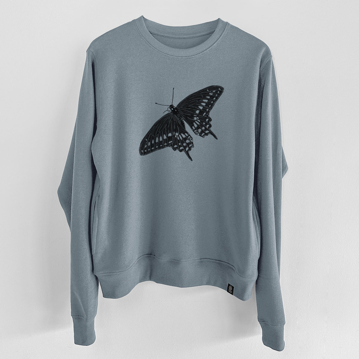 Black Swallowtail Butterfly - Papilio polyxenes  - Unisex Reclaimed Crewneck Sweatshirt