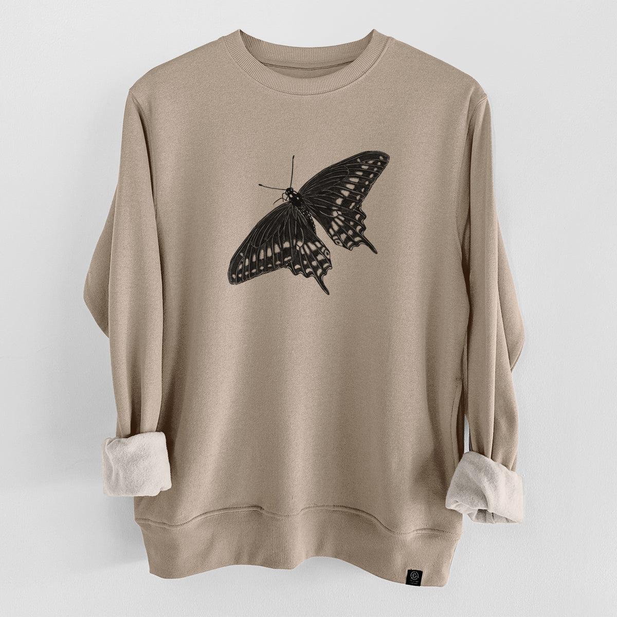 Black Swallowtail Butterfly - Papilio polyxenes  - Unisex Reclaimed Crewneck Sweatshirt