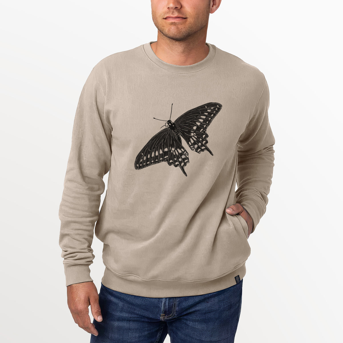 Black Swallowtail Butterfly - Papilio polyxenes  - Unisex Reclaimed Crewneck Sweatshirt