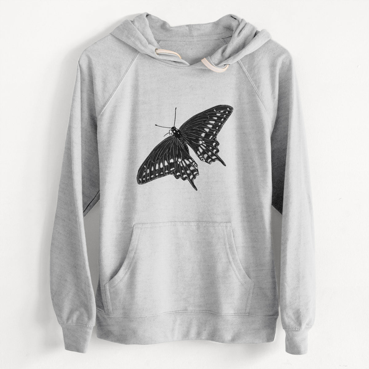 CLEARANCE - Black Swallowtail Butterfly - Papilio polyxenes  - Unisex Slim Fit Loopback Terry Hoodie