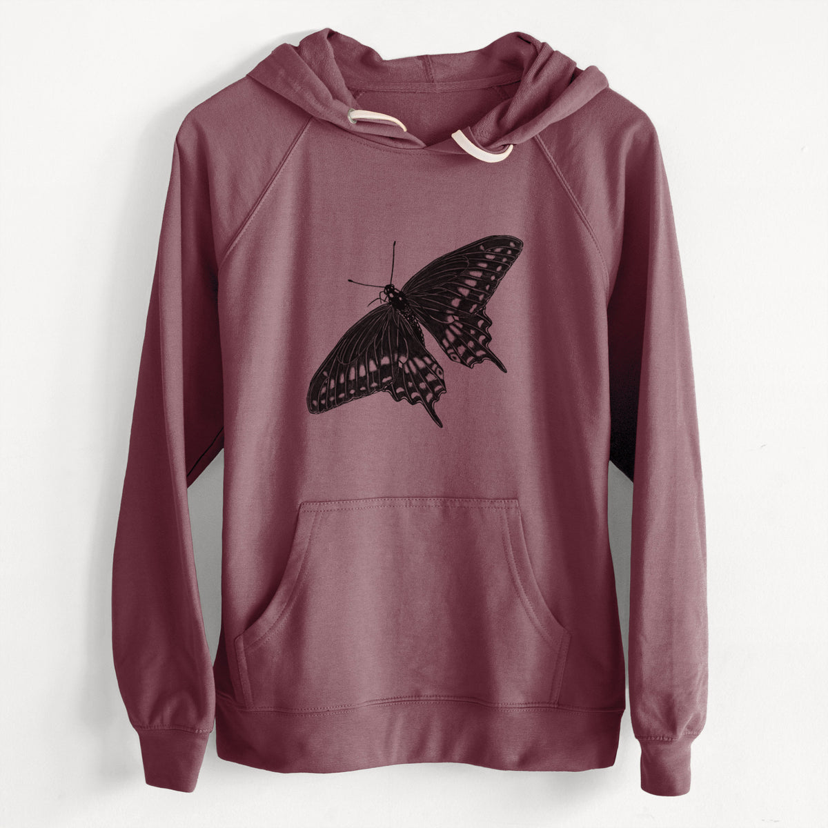 CLEARANCE - Black Swallowtail Butterfly - Papilio polyxenes  - Unisex Slim Fit Loopback Terry Hoodie