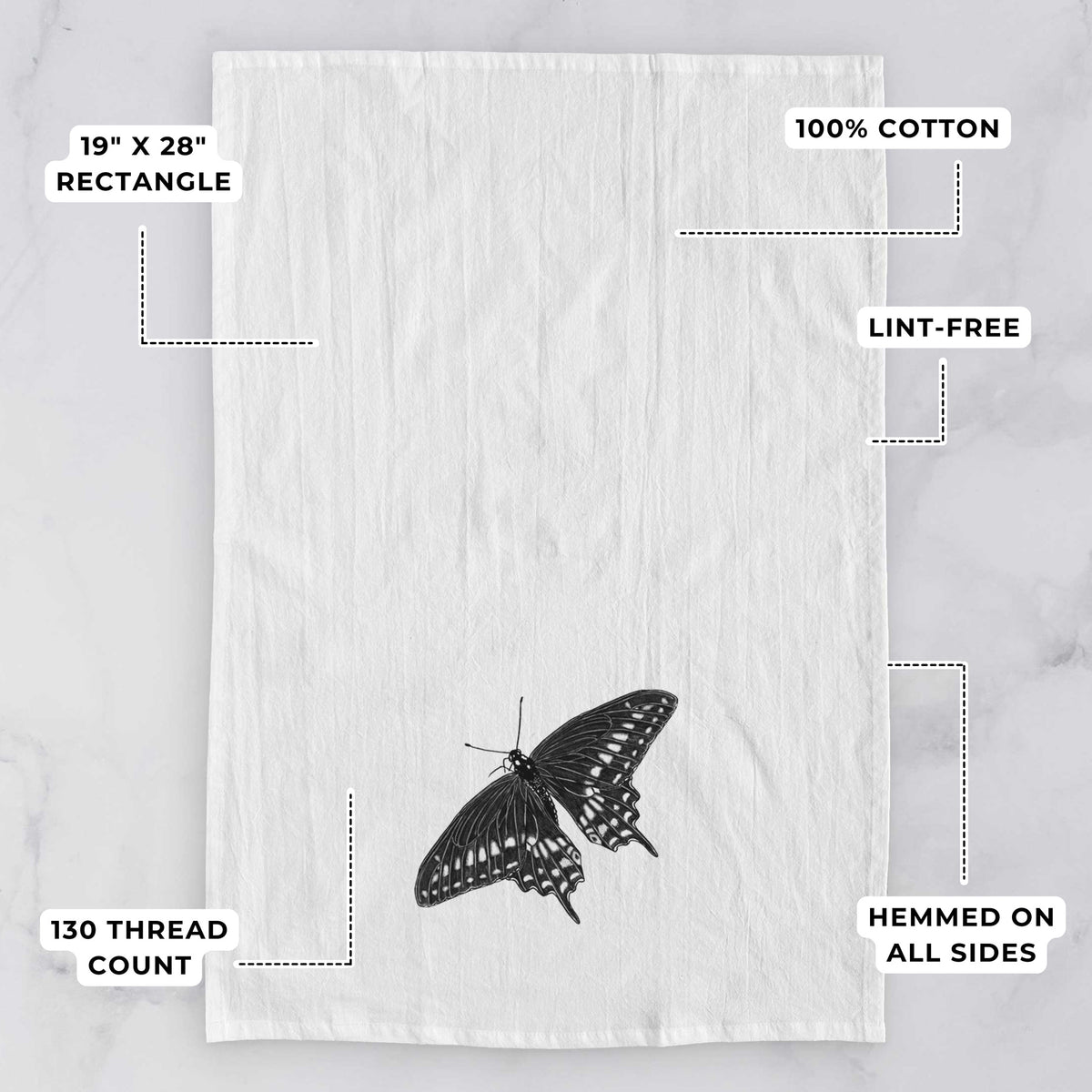 Black Swallowtail Butterfly - Papilio polyxenes Tea Towel