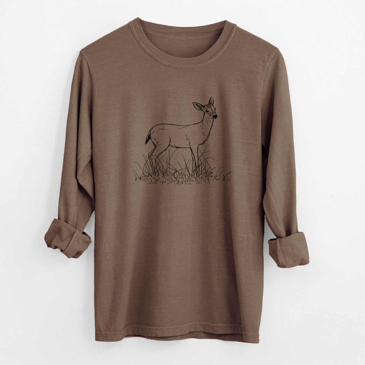 Black-tailed Deer Doe - Odocoileus hemionus hemionus - Unisex Comfort Colors 100% Cotton Long Sleeve