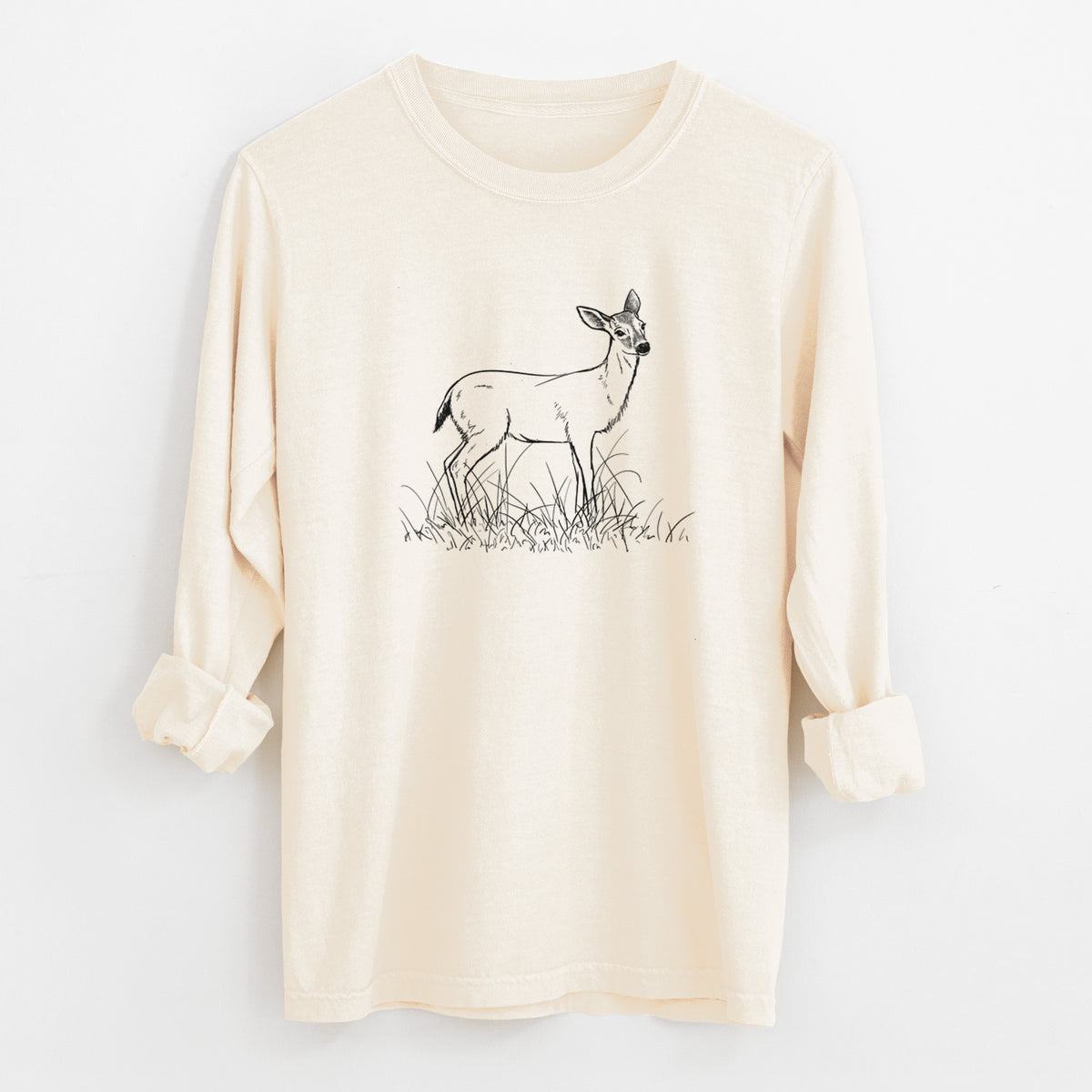 Black-tailed Deer Doe - Odocoileus hemionus hemionus - Unisex Comfort Colors 100% Cotton Long Sleeve