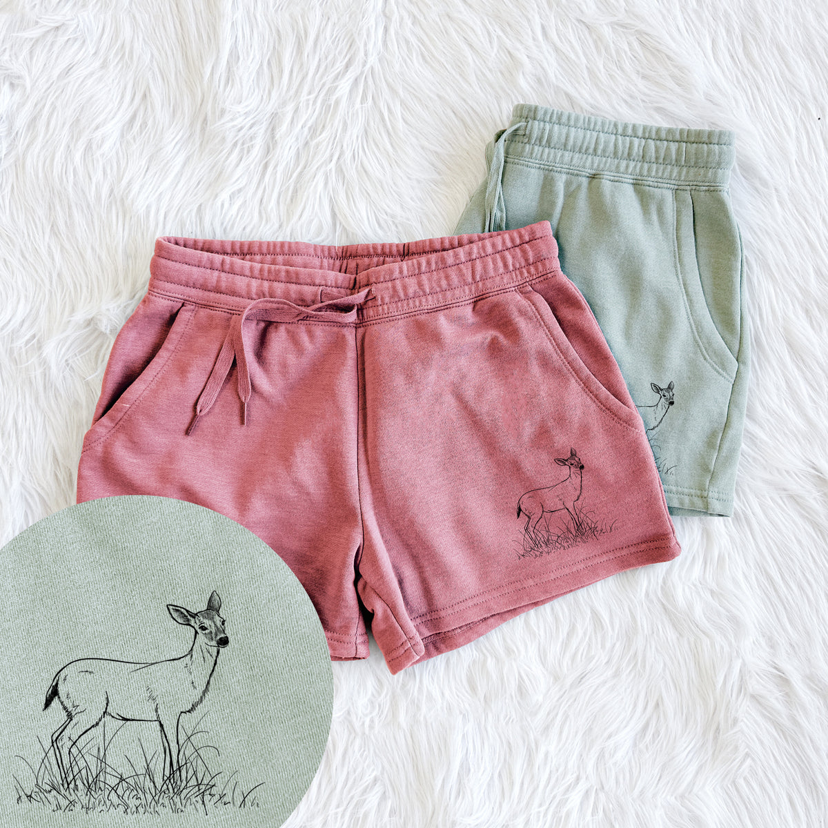 Black-tailed Deer Doe - Odocoileus hemionus hemionus - Women&#39;s Cali Wave Shorts
