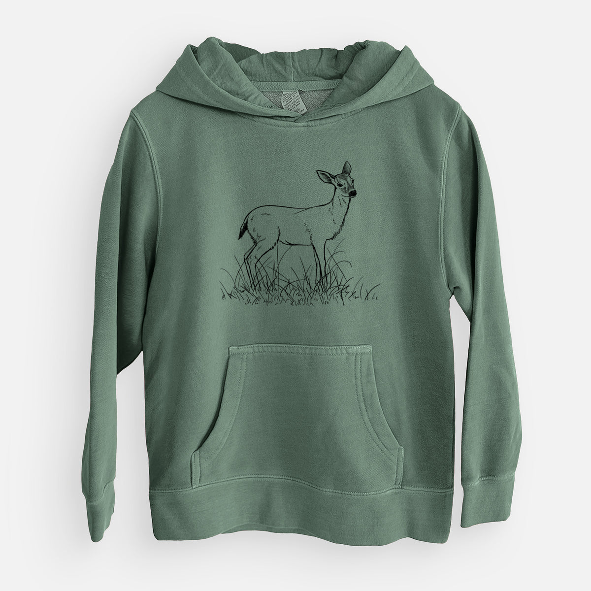 Black-tailed Deer Doe - Odocoileus hemionus hemionus - Youth Pigment Dyed Hoodie