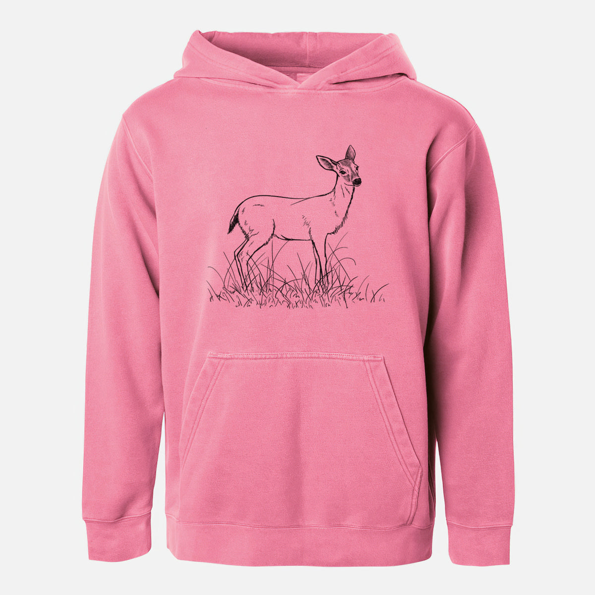 Black-tailed Deer Doe - Odocoileus hemionus hemionus - Youth Pigment Dyed Hoodie