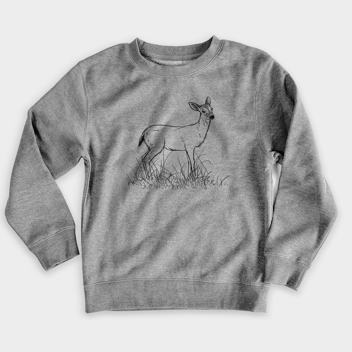 Black-tailed Deer Doe - Odocoileus hemionus hemionus - Youth Lightweight Crewneck Sweatshirt