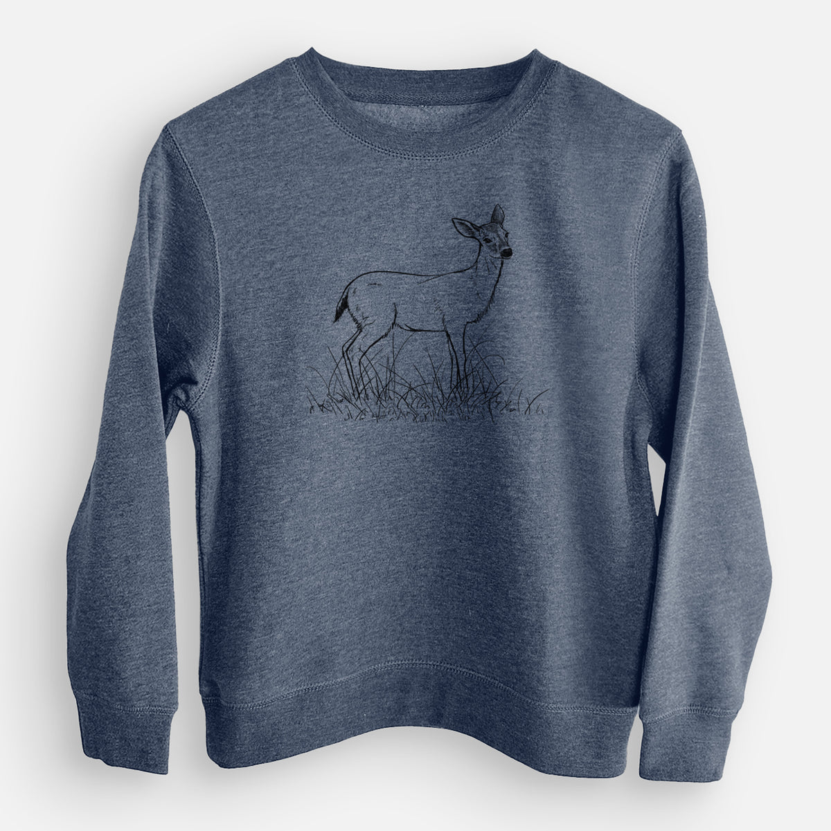 Black-tailed Deer Doe - Odocoileus hemionus hemionus - Youth Lightweight Crewneck Sweatshirt