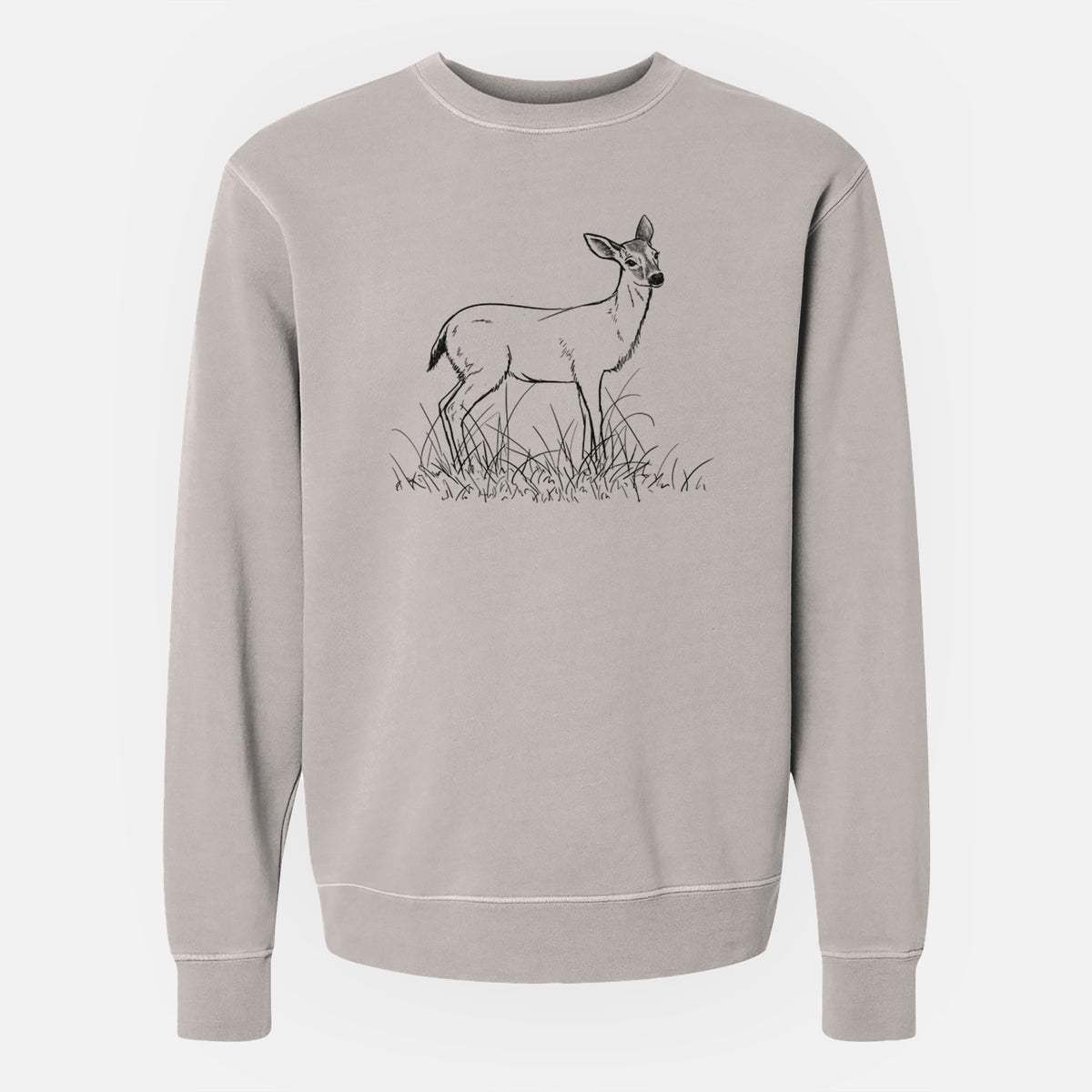 Black-tailed Deer Doe - Odocoileus hemionus hemionus - Unisex Pigment Dyed Crew Sweatshirt