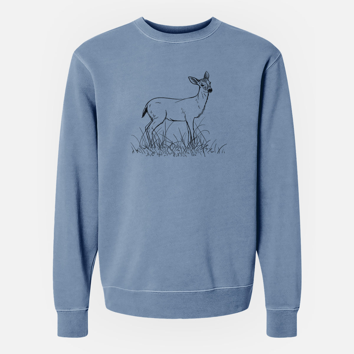 Black-tailed Deer Doe - Odocoileus hemionus hemionus - Unisex Pigment Dyed Crew Sweatshirt