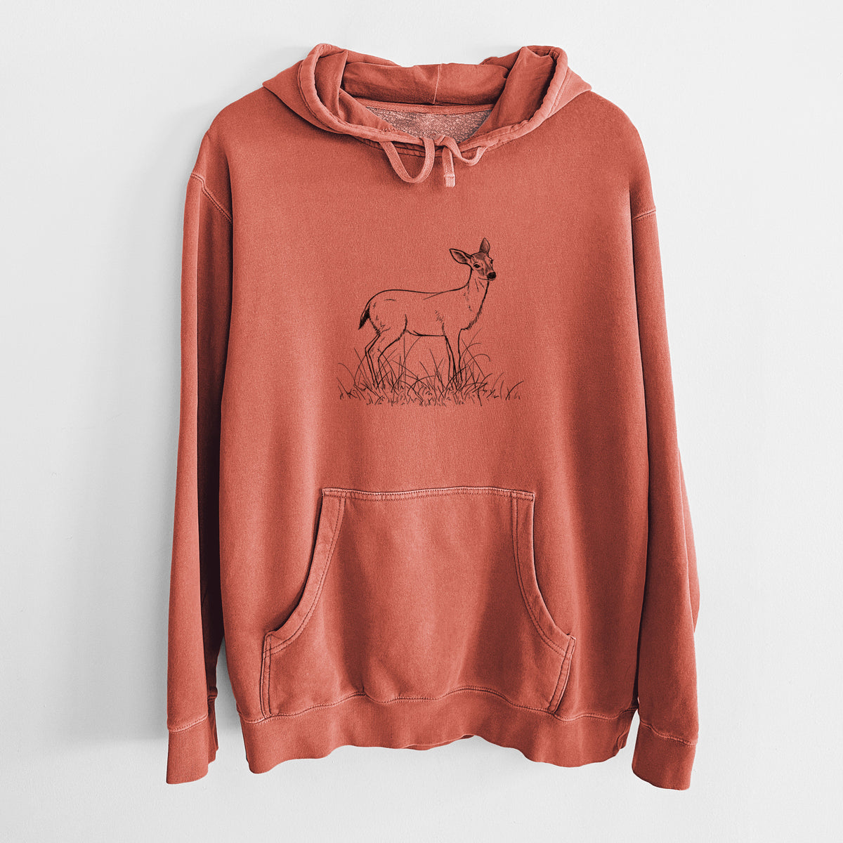 Black-tailed Deer Doe - Odocoileus hemionus hemionus - Unisex Pigment Dyed Hoodie