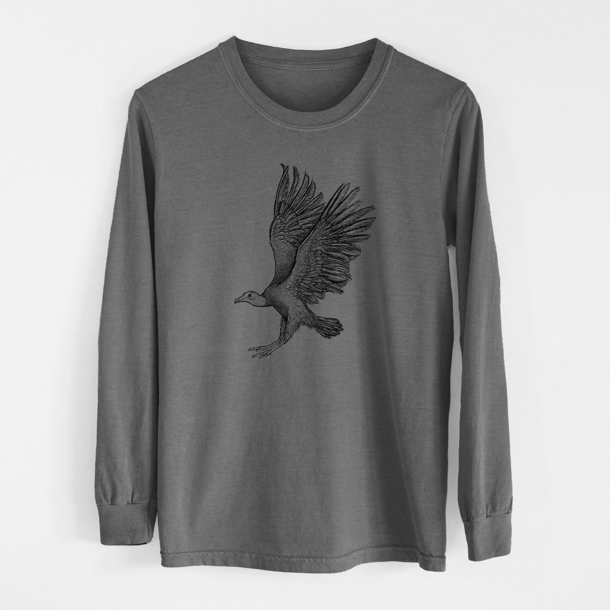 Black Vulture - Coragyps atratus - Men&#39;s Heavyweight 100% Cotton Long Sleeve