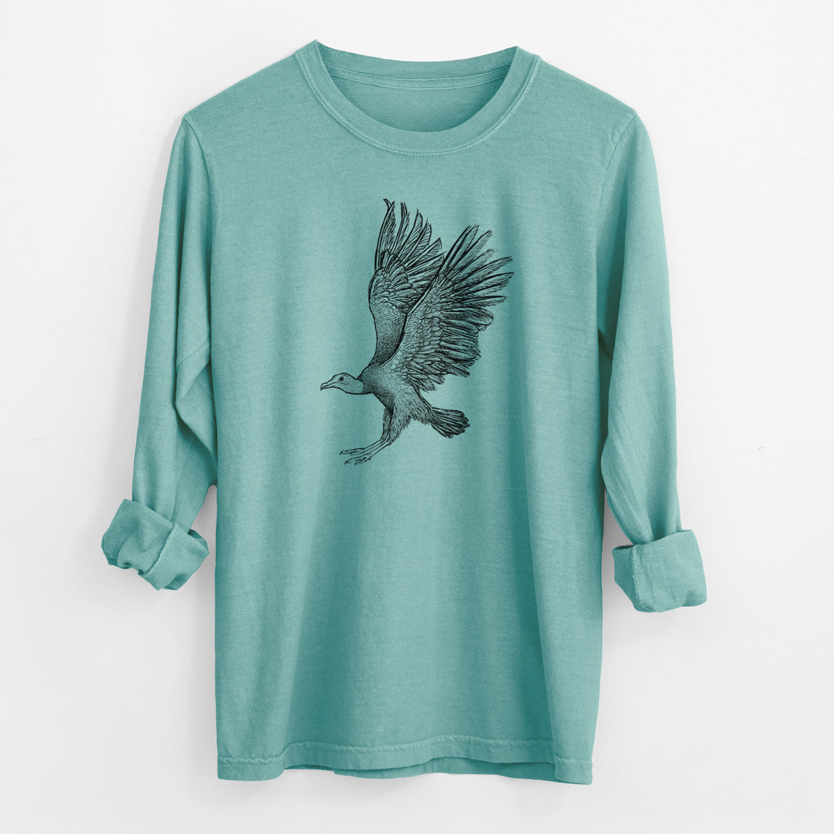 Black Vulture - Coragyps atratus - Men&#39;s Heavyweight 100% Cotton Long Sleeve