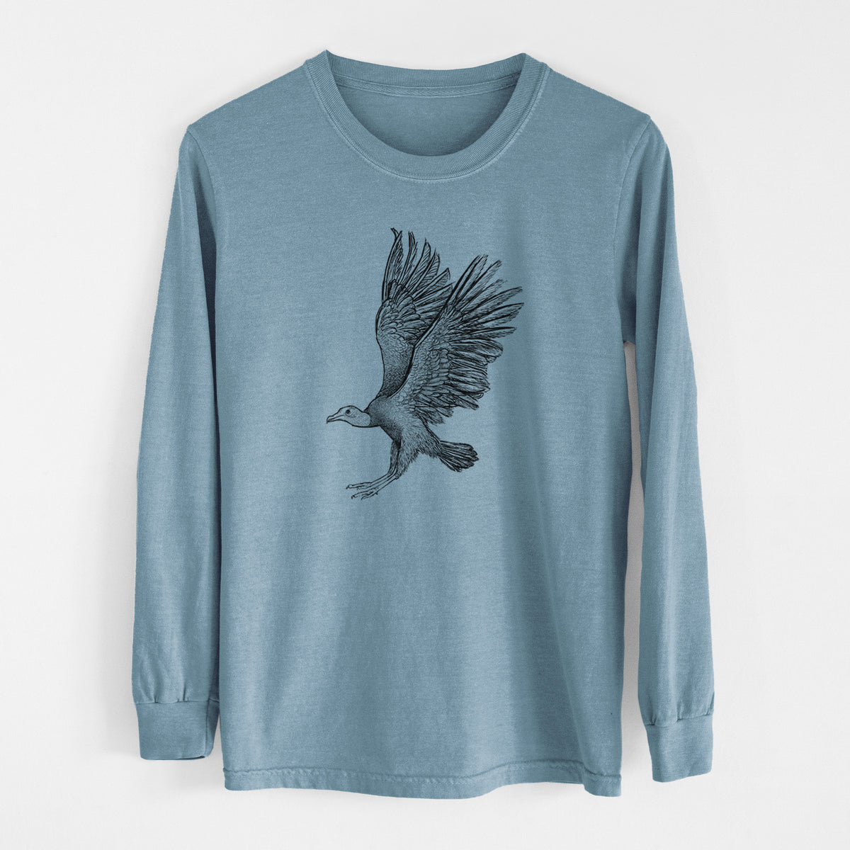 Black Vulture - Coragyps atratus - Men&#39;s Heavyweight 100% Cotton Long Sleeve