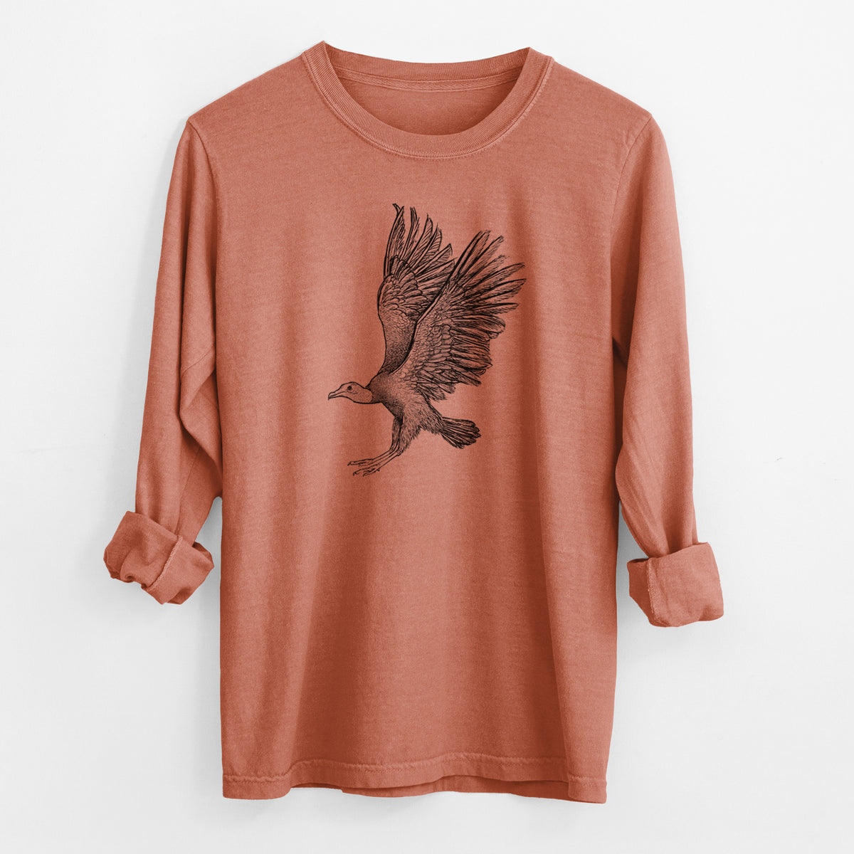 Black Vulture - Coragyps atratus - Men&#39;s Heavyweight 100% Cotton Long Sleeve