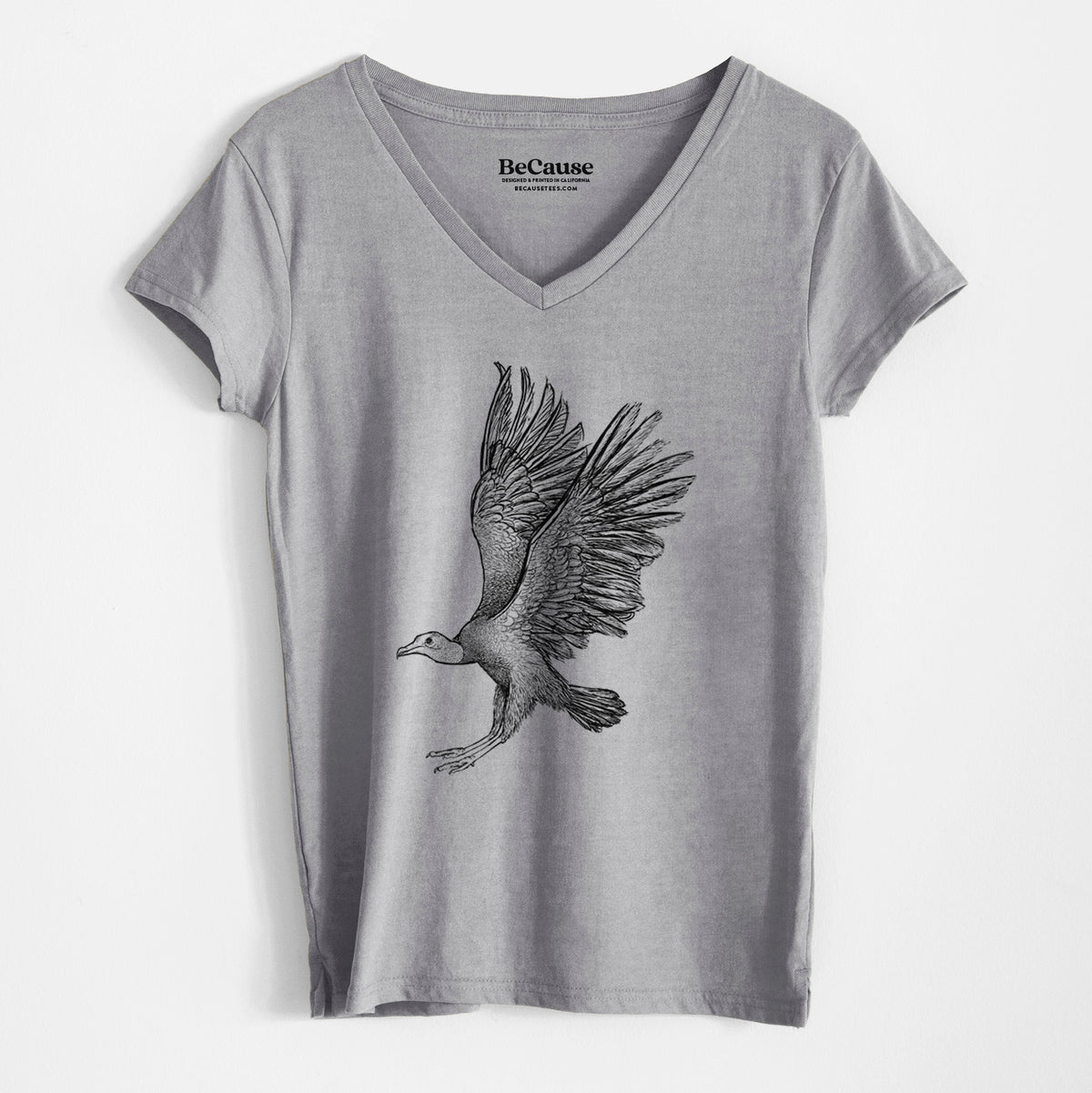 Black Vulture - Coragyps atratus - Women&#39;s 100% Recycled V-neck