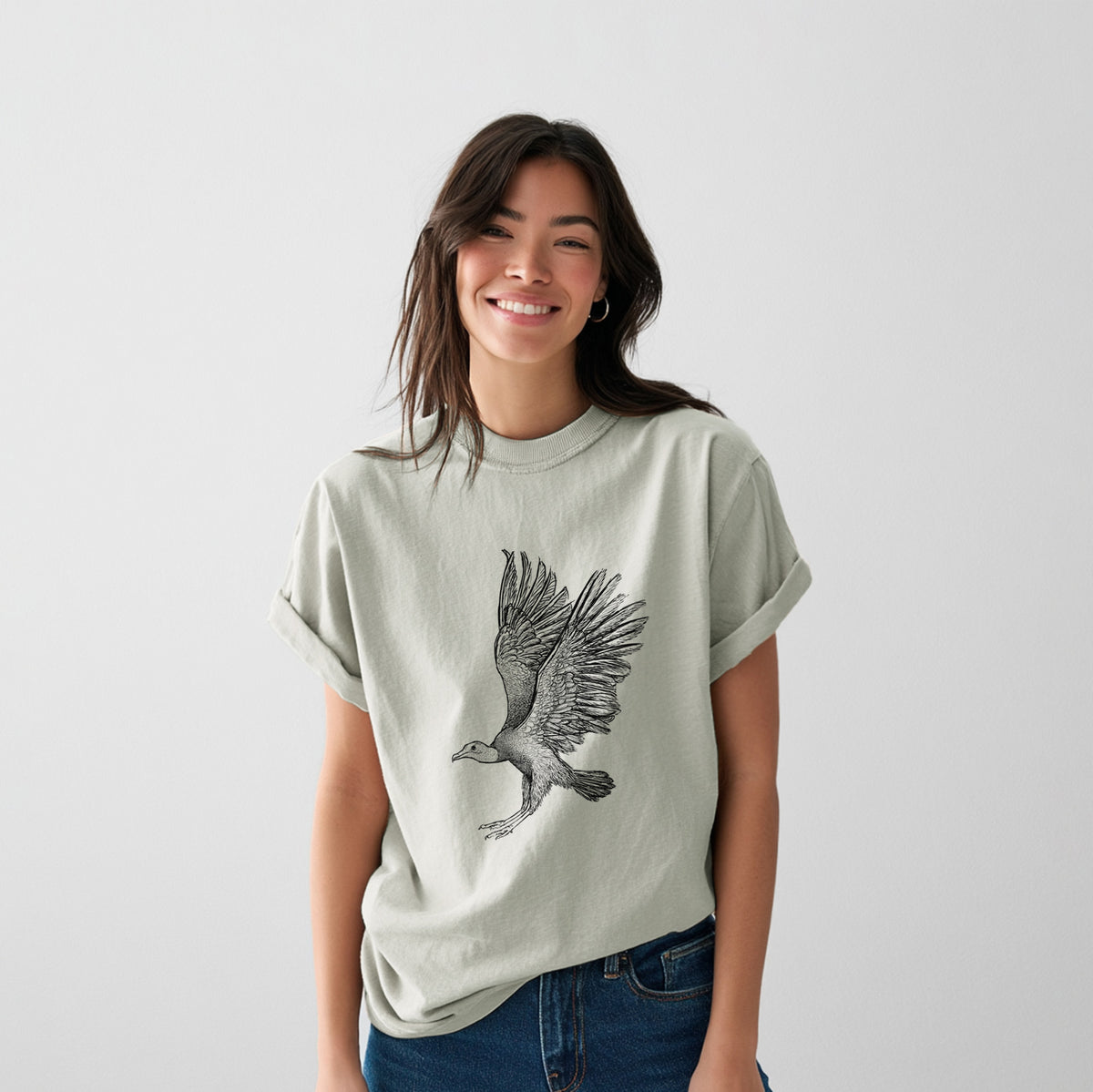 Black Vulture - Coragyps atratus - Heavyweight Men&#39;s 100% Organic Cotton Tee