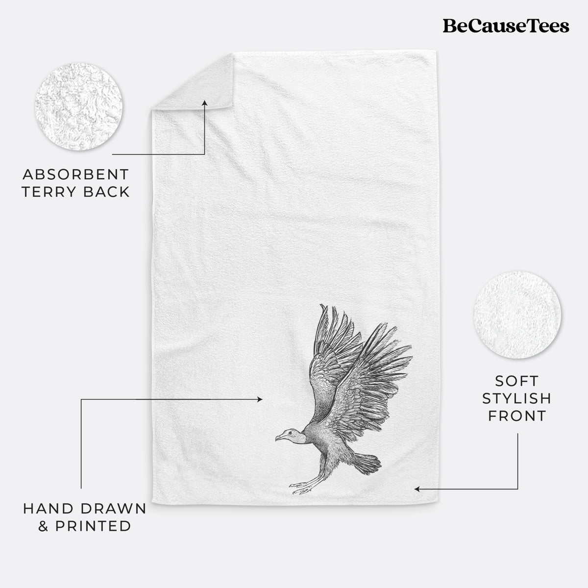 Black Vulture - Coragyps atratus Premium Decorative Hand Towel