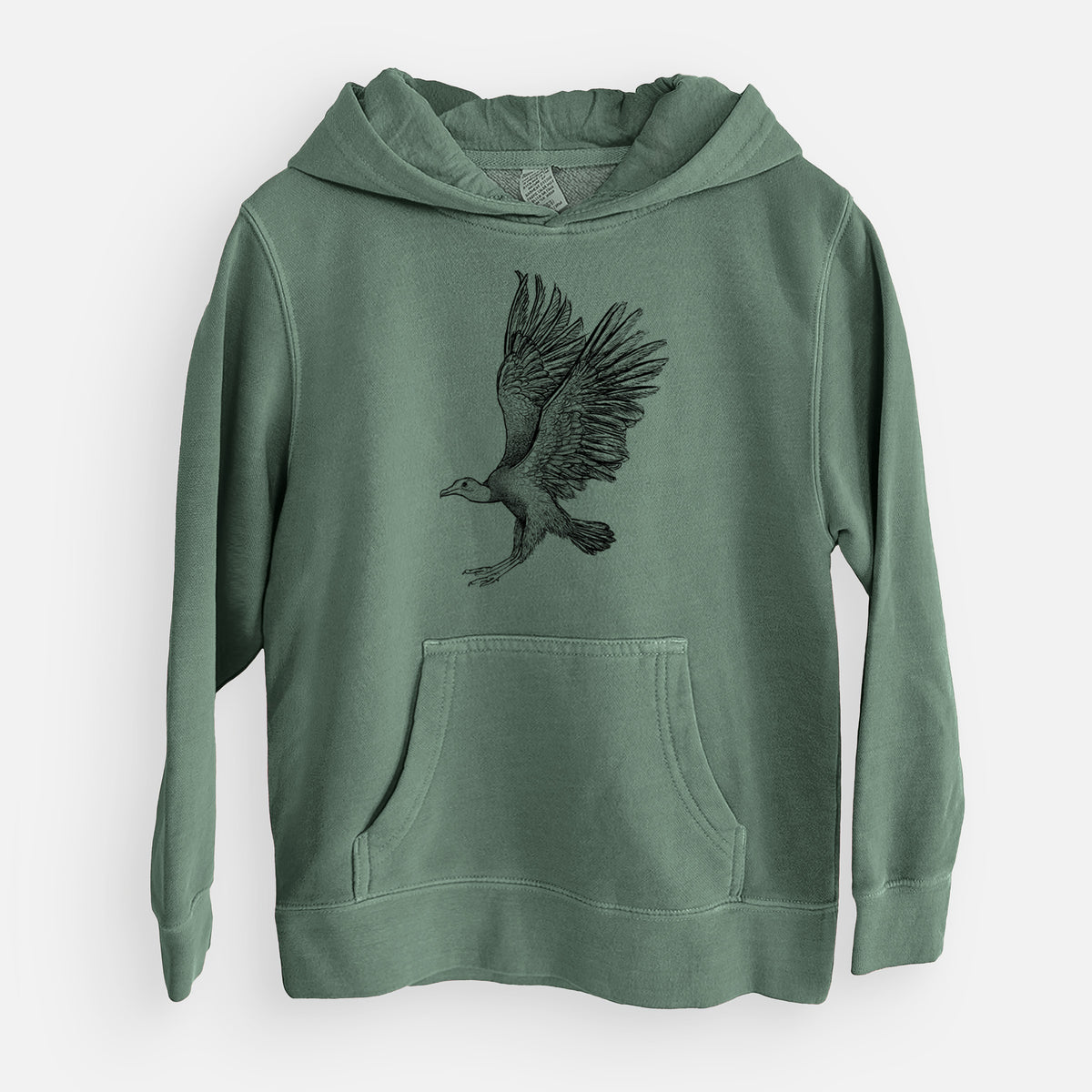 Black Vulture - Coragyps atratus - Youth Pigment Dyed Hoodie