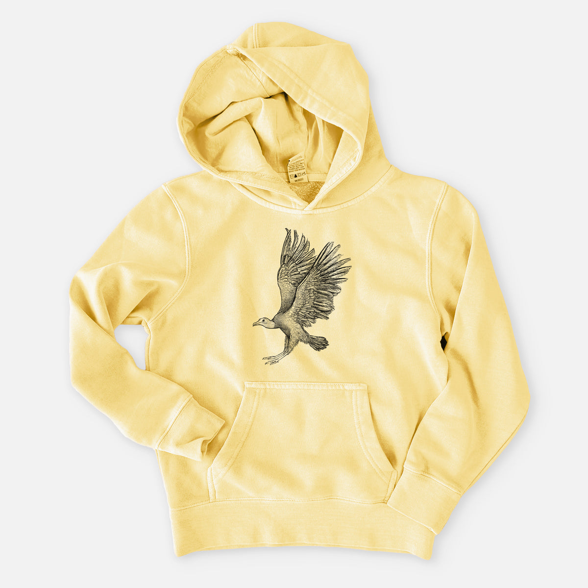 Black Vulture - Coragyps atratus - Youth Pigment Dyed Hoodie