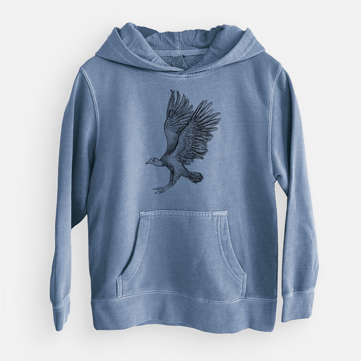 Black Vulture - Coragyps atratus - Youth Pigment Dyed Hoodie