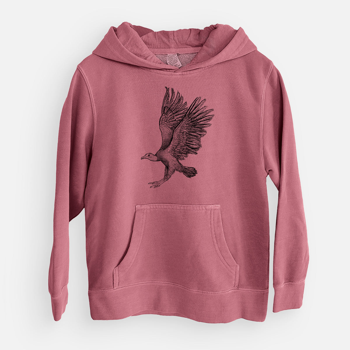 Black Vulture - Coragyps atratus - Youth Pigment Dyed Hoodie