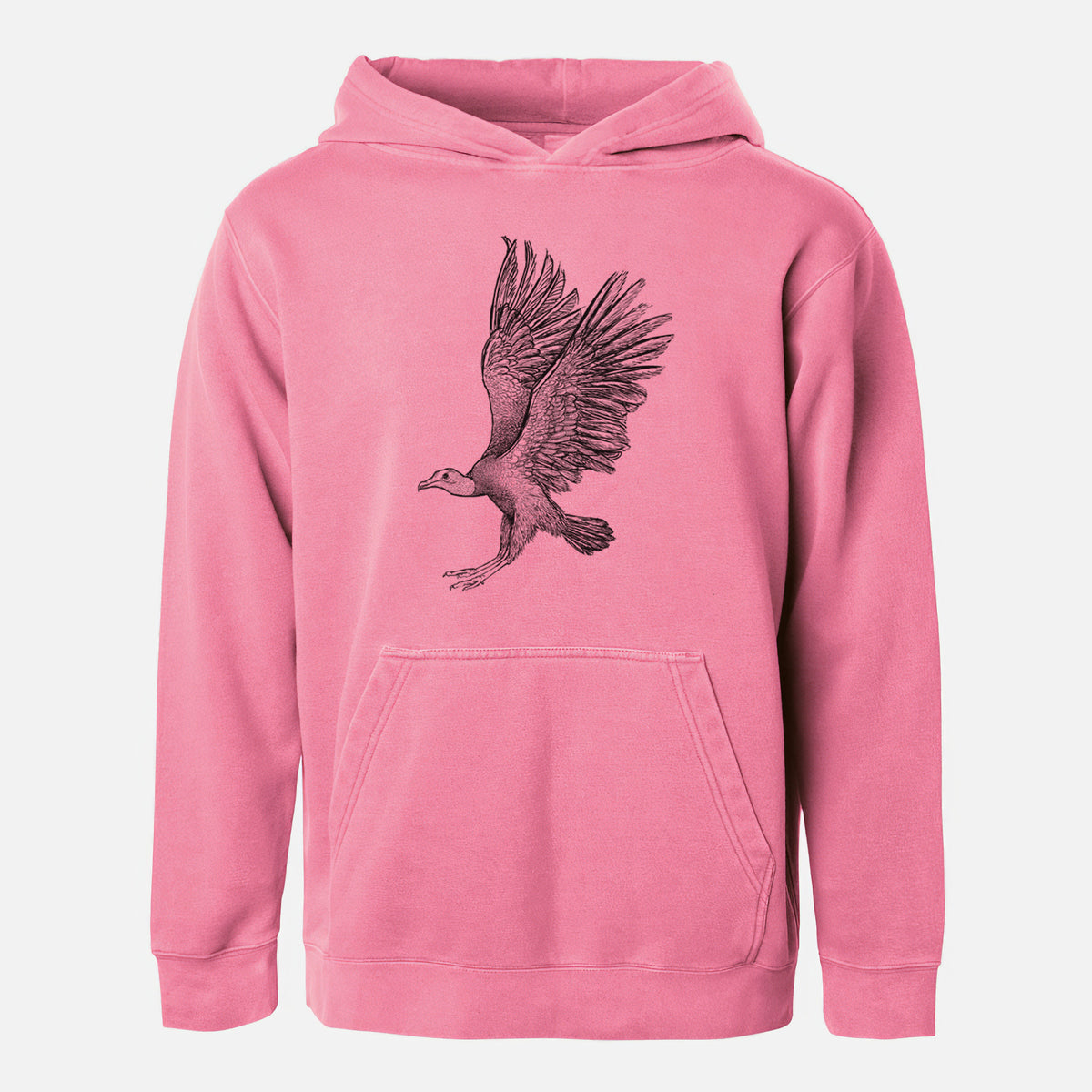 Black Vulture - Coragyps atratus - Youth Pigment Dyed Hoodie