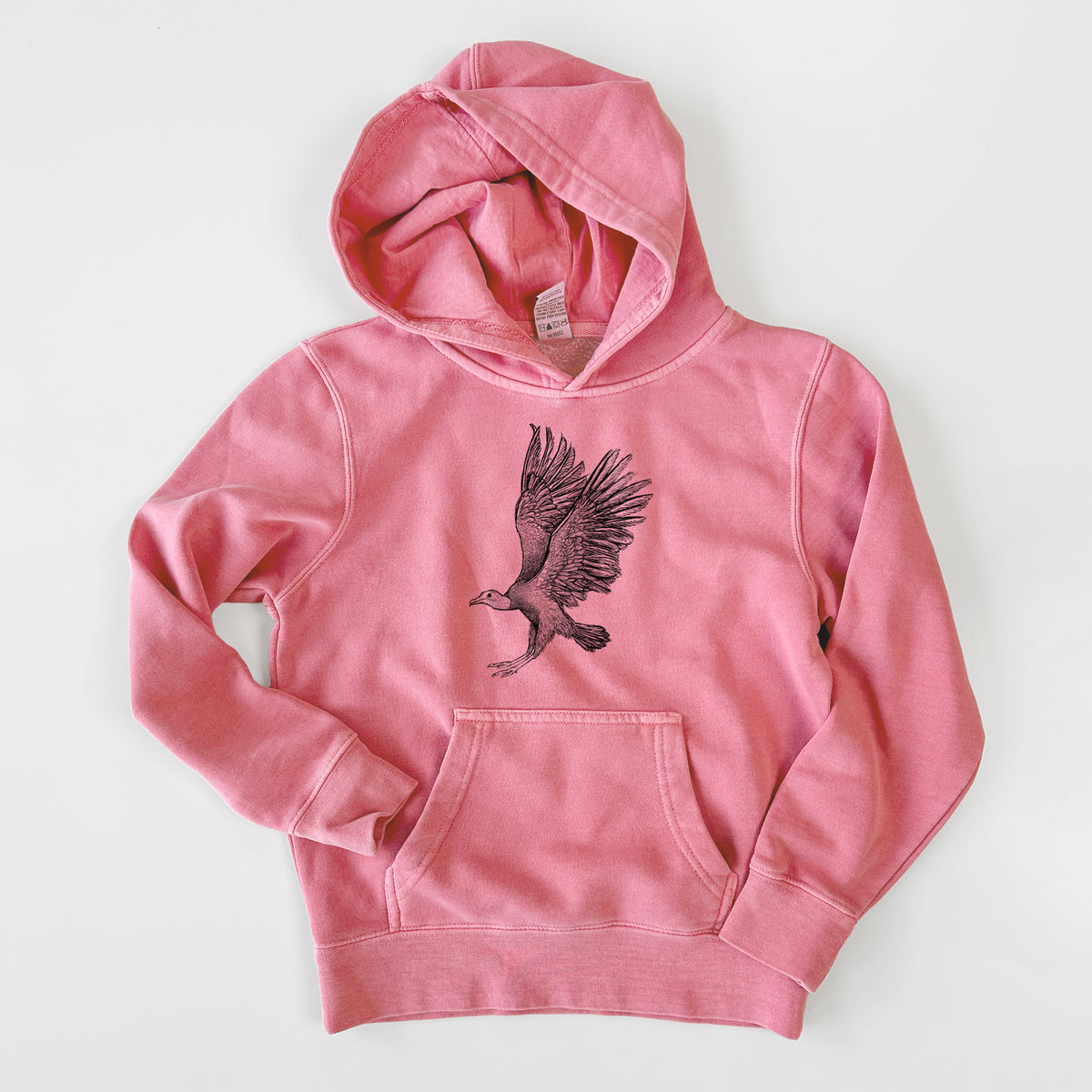 Black Vulture - Coragyps atratus - Youth Pigment Dyed Hoodie
