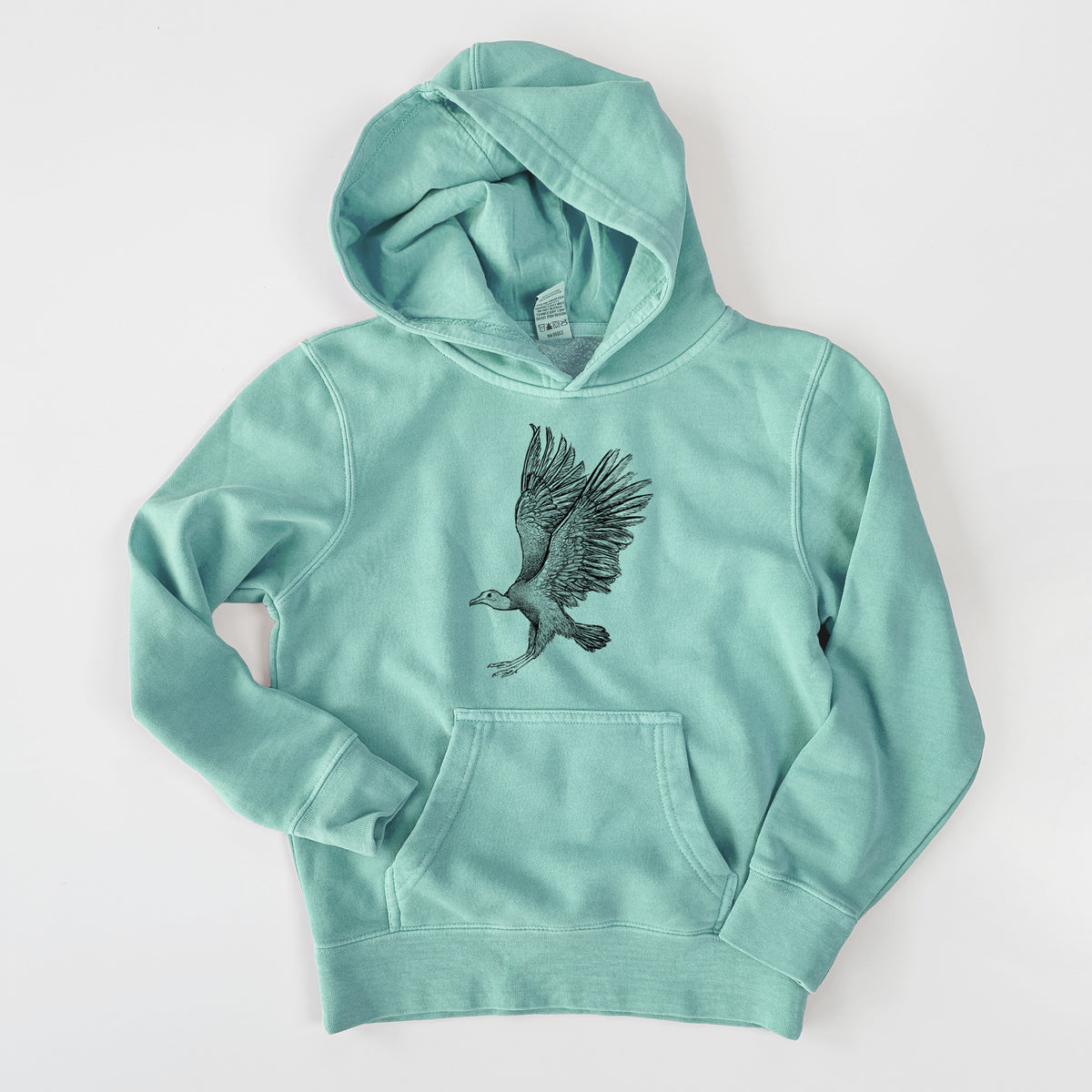 Black Vulture - Coragyps atratus - Youth Pigment Dyed Hoodie