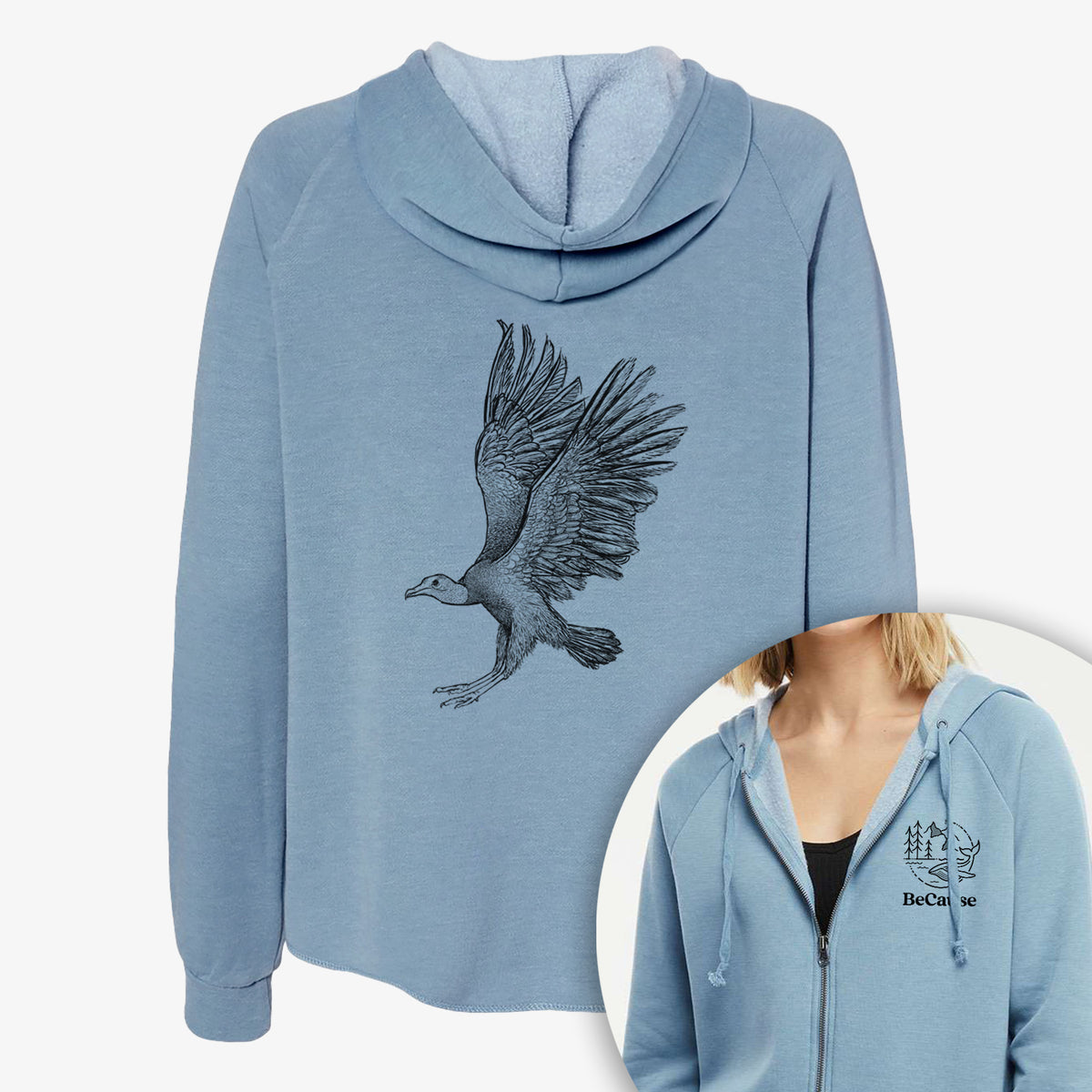 Black Vulture - Coragyps atratus - Women&#39;s Cali Wave Zip-Up Sweatshirt