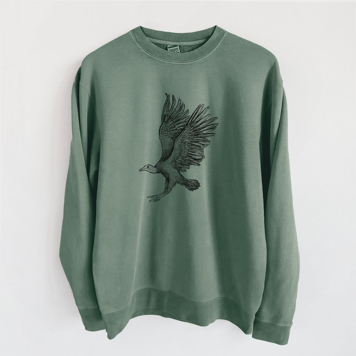 Black Vulture - Coragyps atratus - Unisex Pigment Dyed Crew Sweatshirt