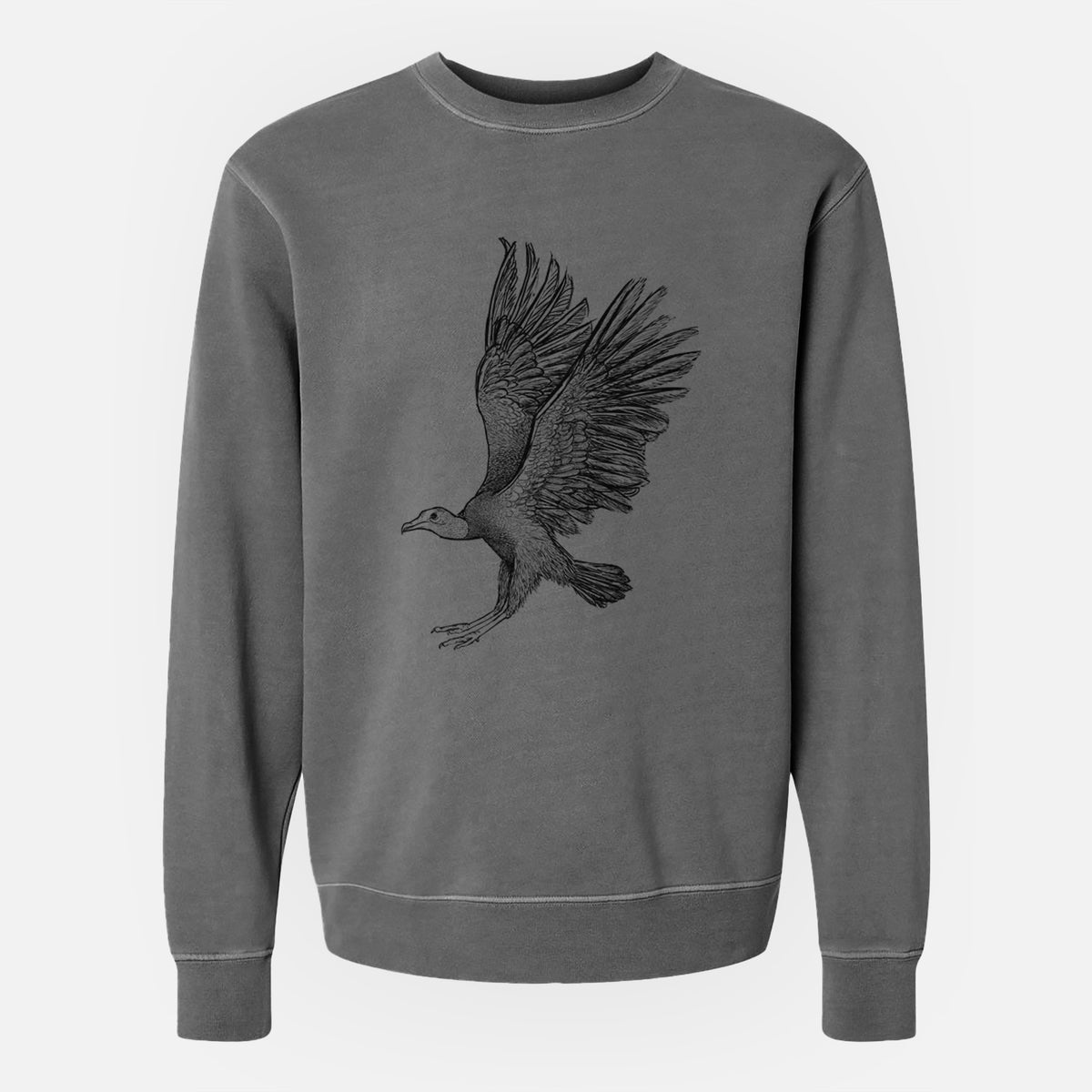 Black Vulture - Coragyps atratus - Unisex Pigment Dyed Crew Sweatshirt