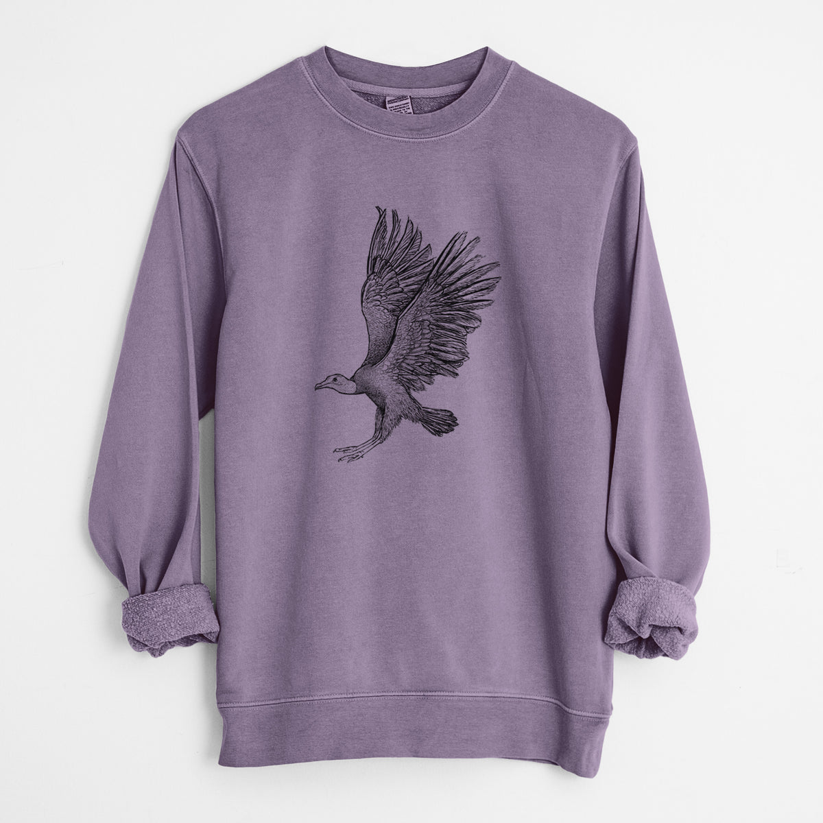 Black Vulture - Coragyps atratus - Unisex Pigment Dyed Crew Sweatshirt