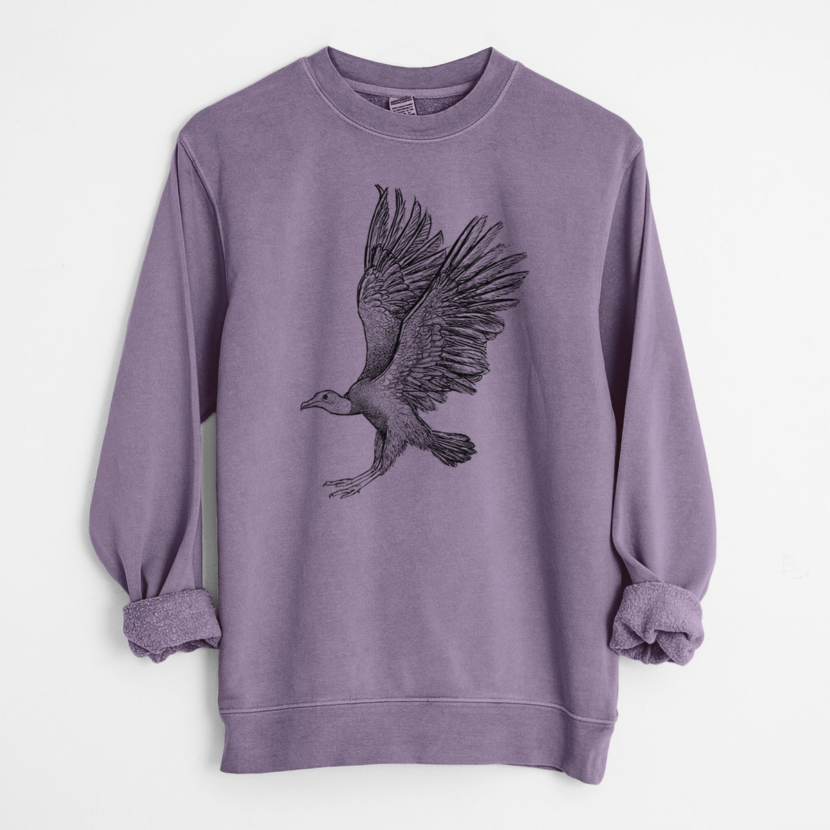 Black Vulture - Coragyps atratus - Unisex Pigment Dyed Crew Sweatshirt