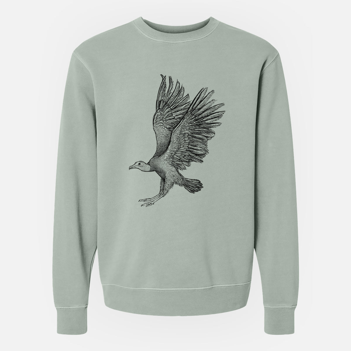 Black Vulture - Coragyps atratus - Unisex Pigment Dyed Crew Sweatshirt