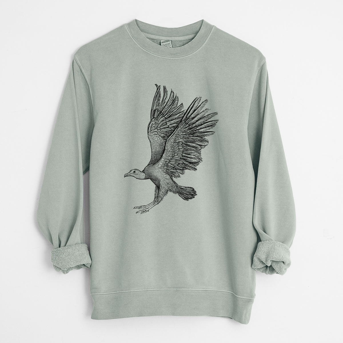 Black Vulture - Coragyps atratus - Unisex Pigment Dyed Crew Sweatshirt