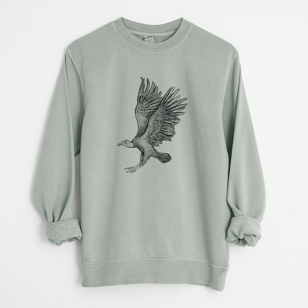 Black Vulture - Coragyps atratus - Unisex Pigment Dyed Crew Sweatshirt