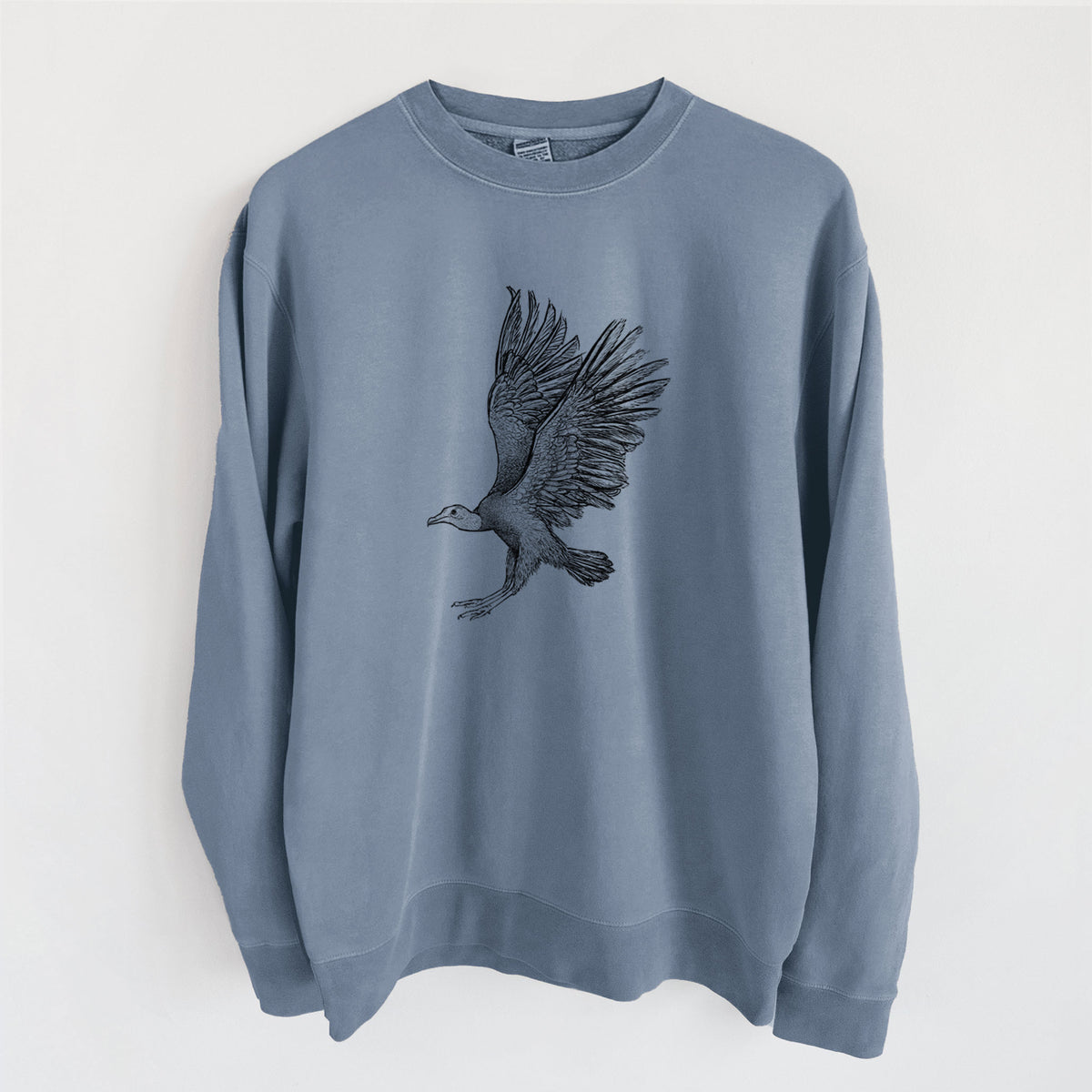Black Vulture - Coragyps atratus - Unisex Pigment Dyed Crew Sweatshirt