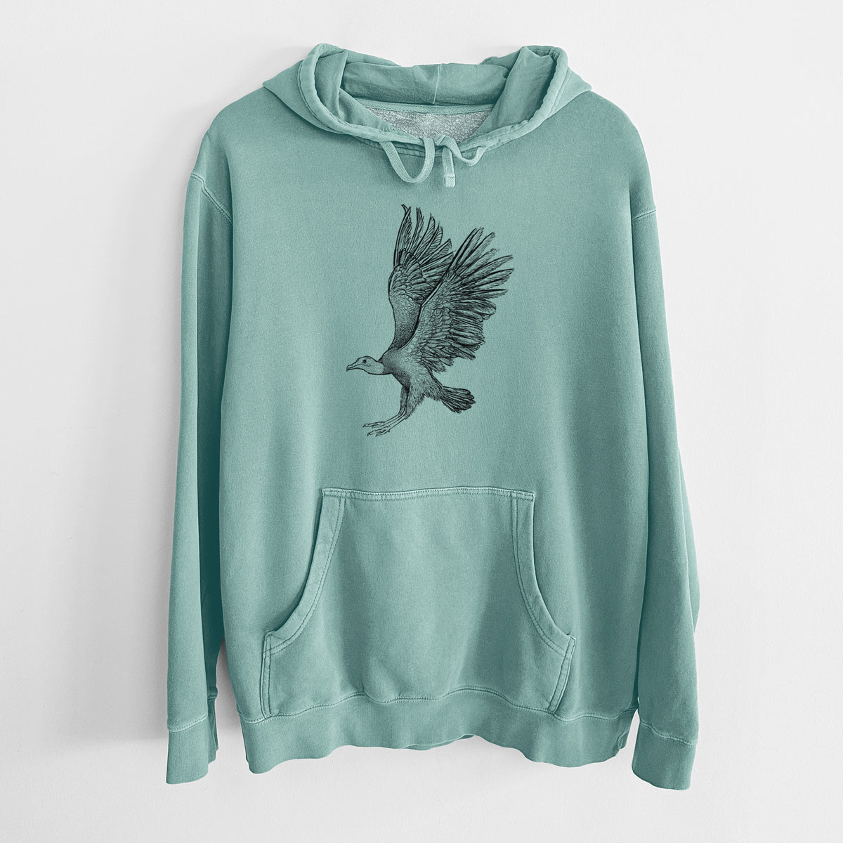 Black Vulture - Coragyps atratus - Unisex Pigment Dyed Hoodie