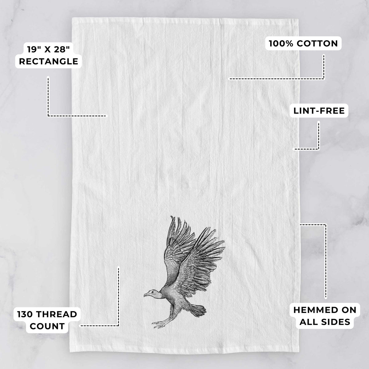 Black Vulture - Coragyps atratus Tea Towel