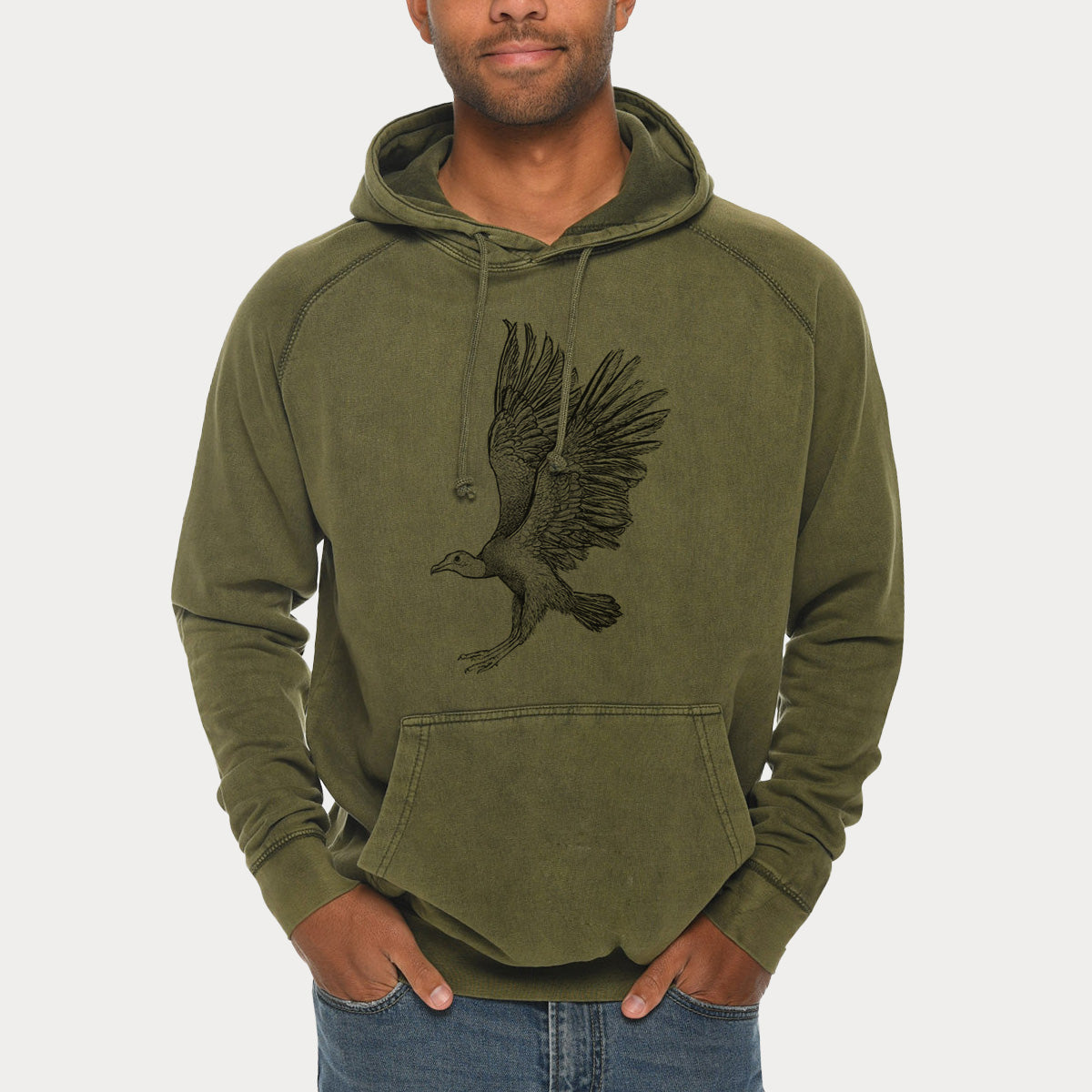 Black Vulture - Coragyps atratus  - Mid-Weight Unisex Vintage 100% Cotton Hoodie