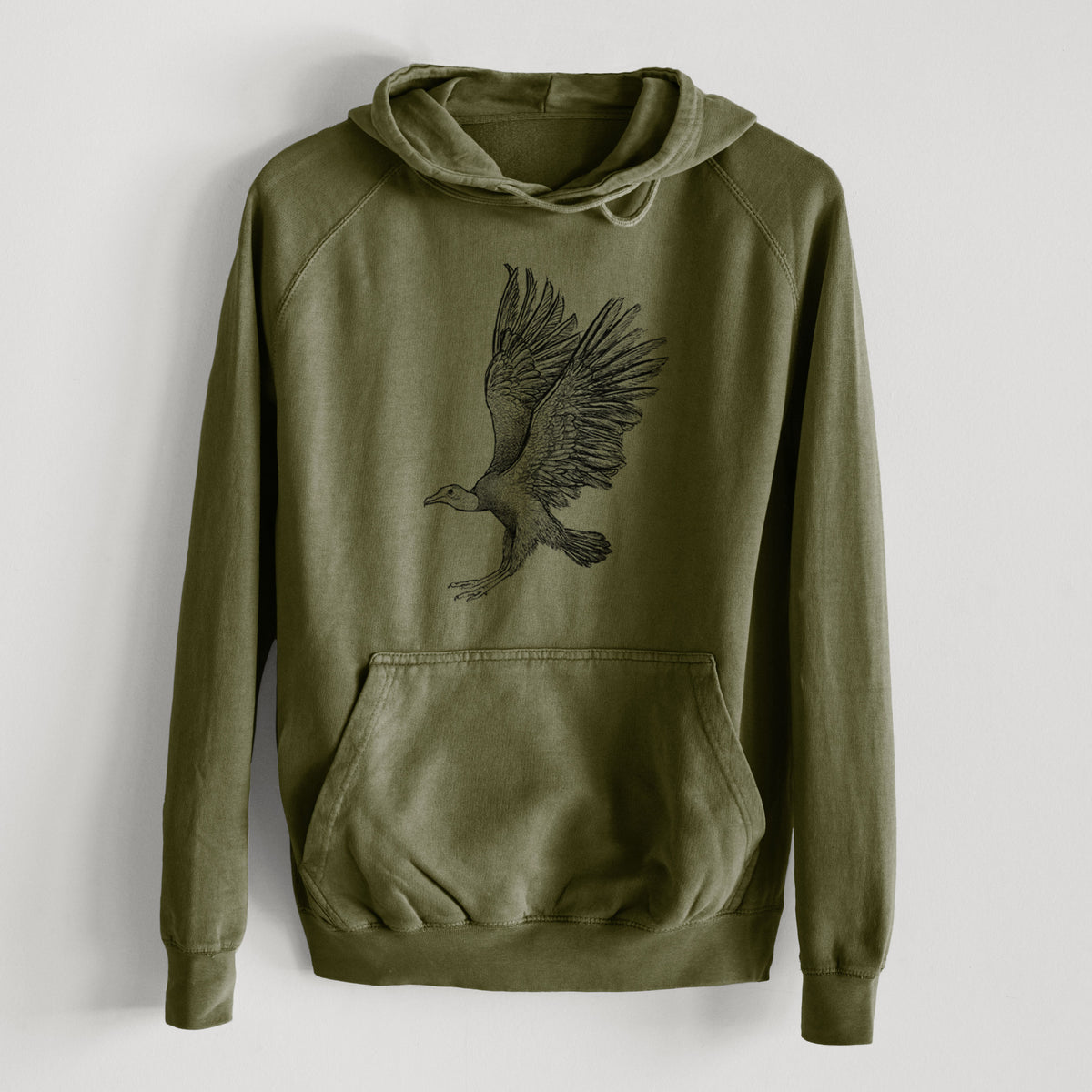 Black Vulture - Coragyps atratus  - Mid-Weight Unisex Vintage 100% Cotton Hoodie